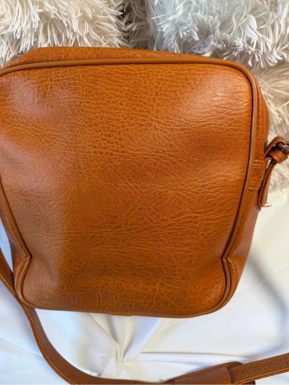 Tan Messenger Bag with Front Zip Pocket
